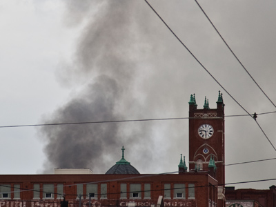 Soon afterward, large black papery ash fell from the sky.