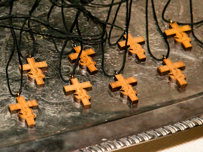 Carefully crafted Catholic crosses.