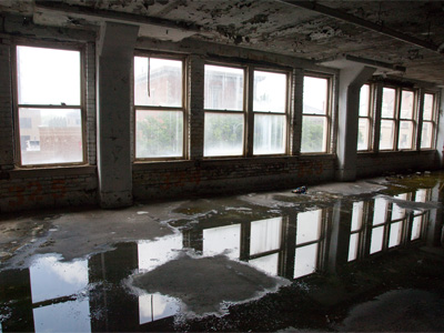 When it rains outside, it rains inside the parking garage.