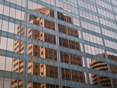 Reflections on downtown Dayton.