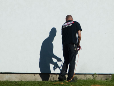 When it`s twelve a clock he climbs the stair.  He never knocks, `cause nobody`s there.  Just him and his shadow.