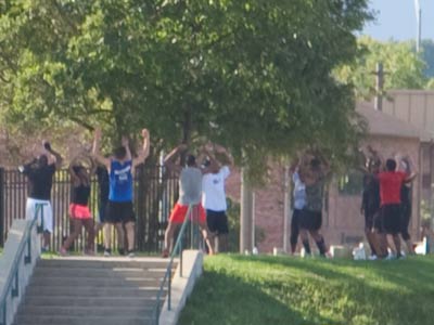 Jumping jacks?  Don`t they know how much better they would feel if they just sat down in the shade?