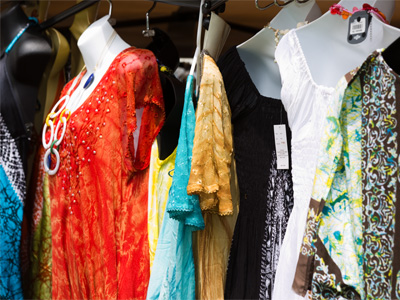 Among the vendors` tents.