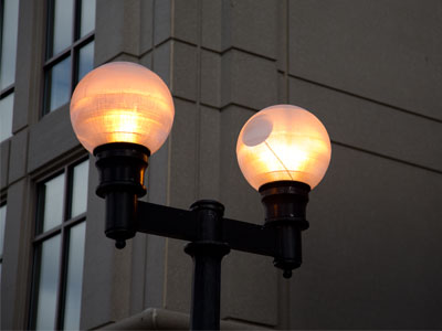 The streetlights come on around one o`clock now.