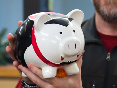 Fabulous gifts were exchanged, such as a vampire pig.