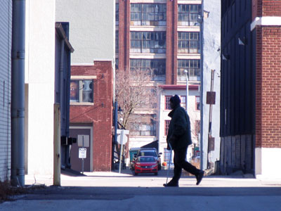 From the alley looking east.