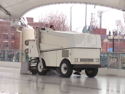 The streets sure were icy today.  [How icy were they?]  They were so icy, I had to drive a Zamboni to work!