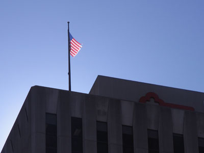 High above Third and Main.