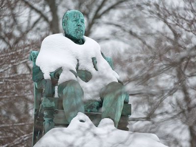 Don`t sit there in the snow!  You`ll catch your death of cold.