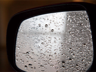 Humidity is high inside the creepy parking garage.