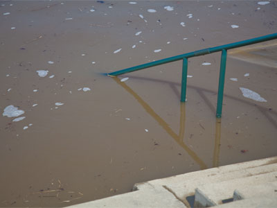 The river is a little high.