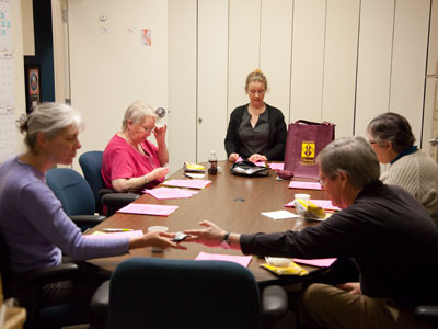 Staff and volunteers prepare for another pledge drive.