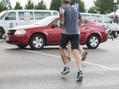 Some sort of scavenger hunt was going on downtown and overzealous participants were running through traffic.