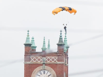 The hazards of urban parachuting.
