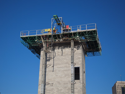 The new downtown library rises into the sky.