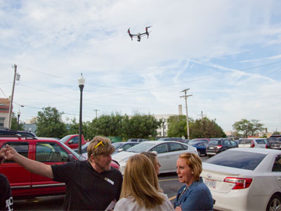 Typical evening, typical conversation, watched by a drone.