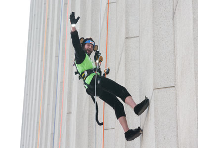 The Fonana Man was the best dressed participant today.  He made monkey noises as he came down the ropes.
