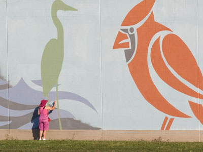 She really needs a bigger brush.