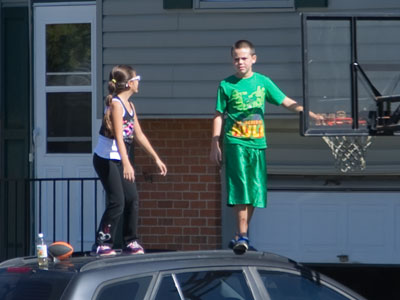 Dad will never notice the dents on top of the car.