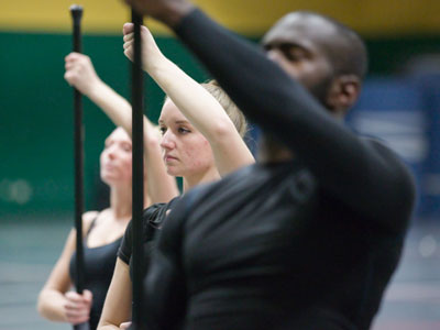 They repeated the same flag and weapon drills over and over to improve their precision and uniformity.