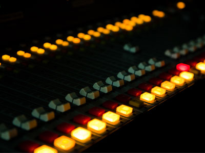 Radio station at night.