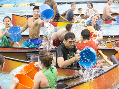 Friday night at the pool: CANOE BATTLESHIP!