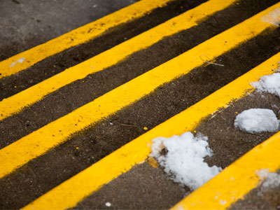 Around the corner at the same church, concrete steps.
