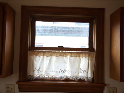 My view of the outside world today:  kitchen window 2.