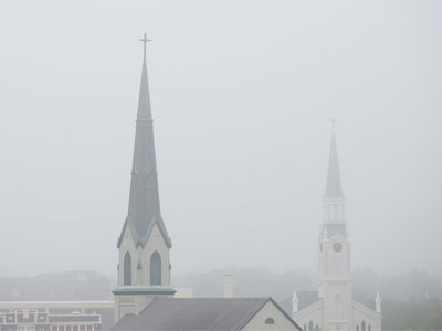 Misty morning in the Oregon District.