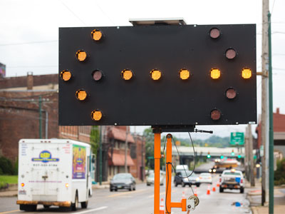 The Oregon District right now.  Drive carefully.