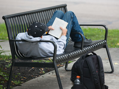 The library opens in 45 minutes.