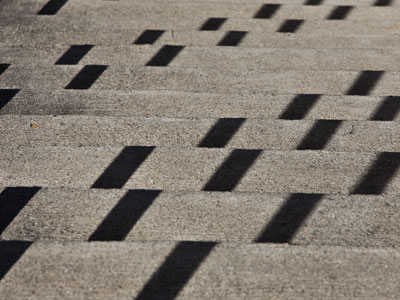 Shadowy stairway.