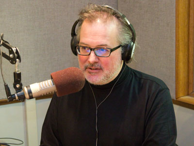 Larry says he wakes up at about 4:00am every morning, when the alarm goes off or a cat jumps on his head.