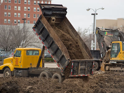Covering up a downtown eyesore.