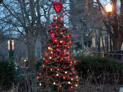 Someone put a lot of work into this Valentine`s Day tree.