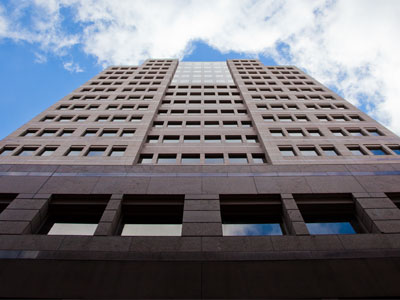 Looking up from the smelly, icy alley.