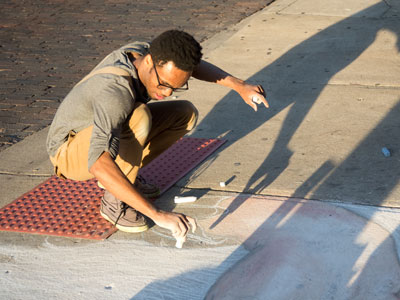 I came upon the artist at work (see March 11, 2017).