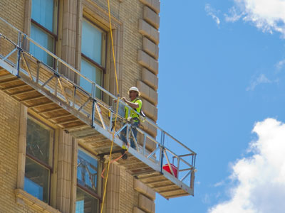 Lucky guy works in a corner office.