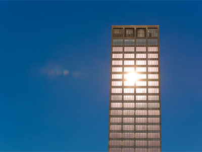 The Dayton skyline is mostly sky.