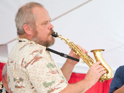 Meanwhile, there`s jazz in the entertainment tent.