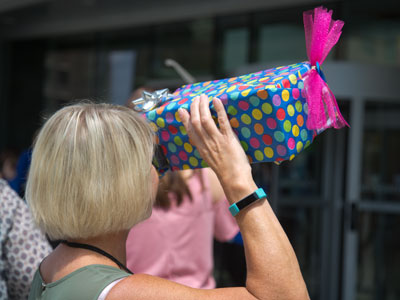 She was justifiably proud of her eclipse viewing box.
