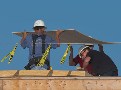 High above the streets and sidewalks of Dayton.