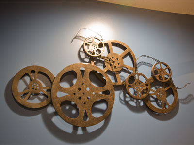 And film reels in the restroom.