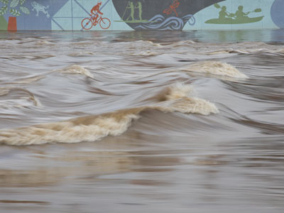 Three and a half inches of rain in one night makes the river angry.
