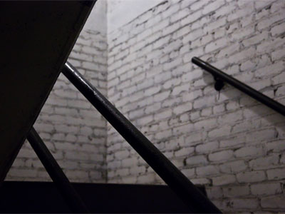 Even the handrail was icy.