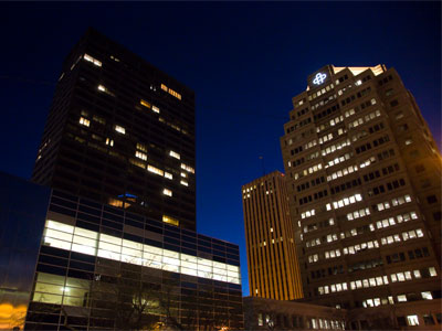 Walking through a dark alley at night.