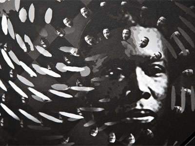 An exhibition of artwork inspired by PLD and MLK is at the Schuster.  This piece is `Echoes` by Kevin Harris.