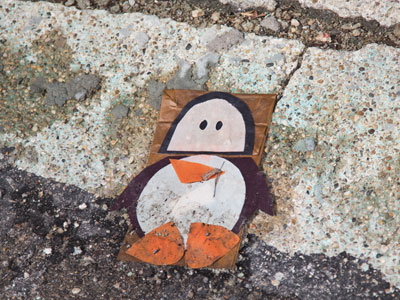 It`s rare to see a penguin in downtown Dayton.