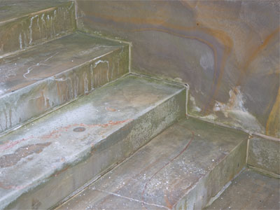 The colorful stone at the church entrance.