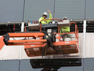 Construction workers usually don`t wave at me.